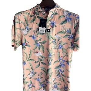 Bad Birdie Small Golf Polo Shirt Flora Fiesta Peach Shirt L NWT Performance